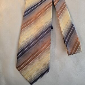 Ricardo Collezione Striped Multicolor Yellow Orange Microfibre Men's Necktie Tie